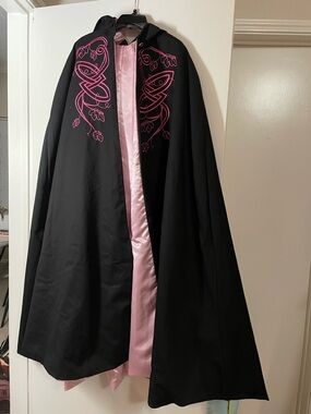 Renfaire Cape Cloak with Hood Pink Lined Handmade Reversible